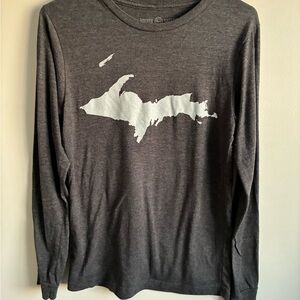 Gray Long Sleeve Shirt with White Graphic